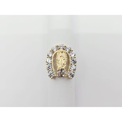 14K Yellow Gold Saint Mary Guadalupe CZ Ring