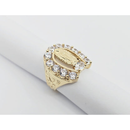 14K Yellow Gold Saint Mary Guadalupe CZ Ring