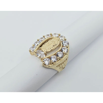 14K Yellow Gold Saint Mary Guadalupe CZ Ring