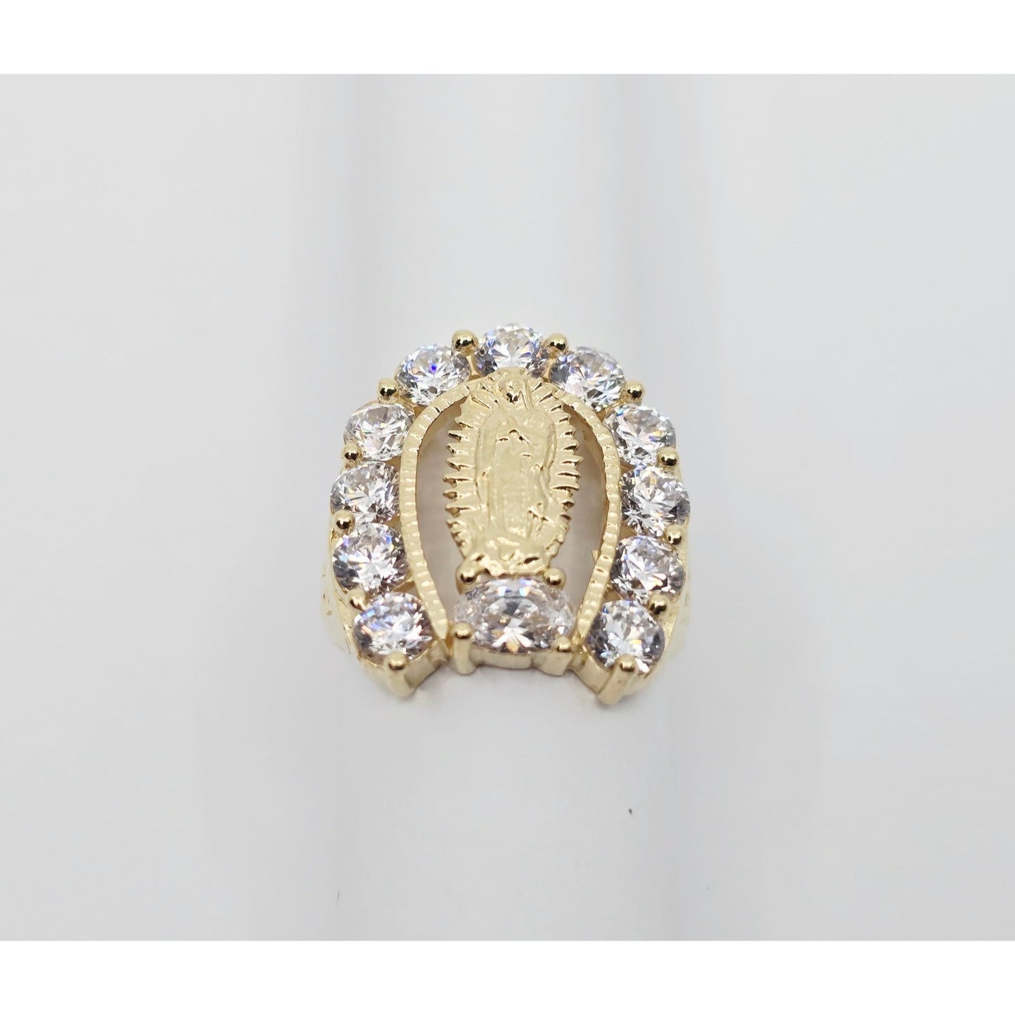 14K Yellow Gold Saint Mary Guadalupe CZ Ring