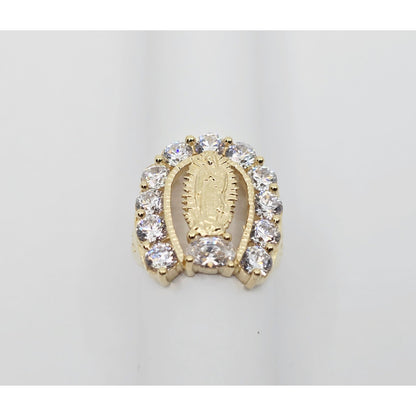 14K Yellow Gold Saint Mary Guadalupe CZ Ring