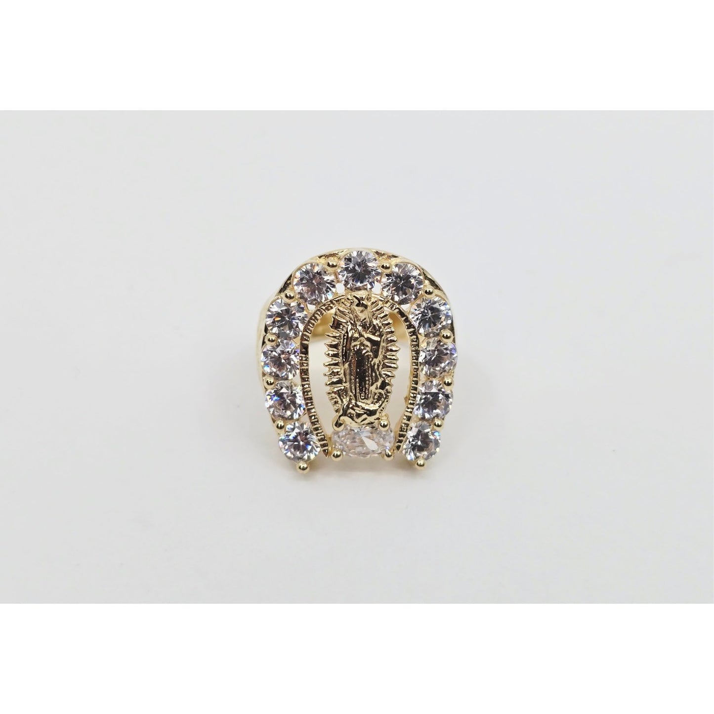 14K Yellow Gold Saint Mary Guadalupe CZ Ring