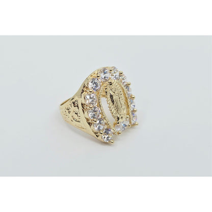 14K Yellow Gold Saint Mary Guadalupe CZ Ring