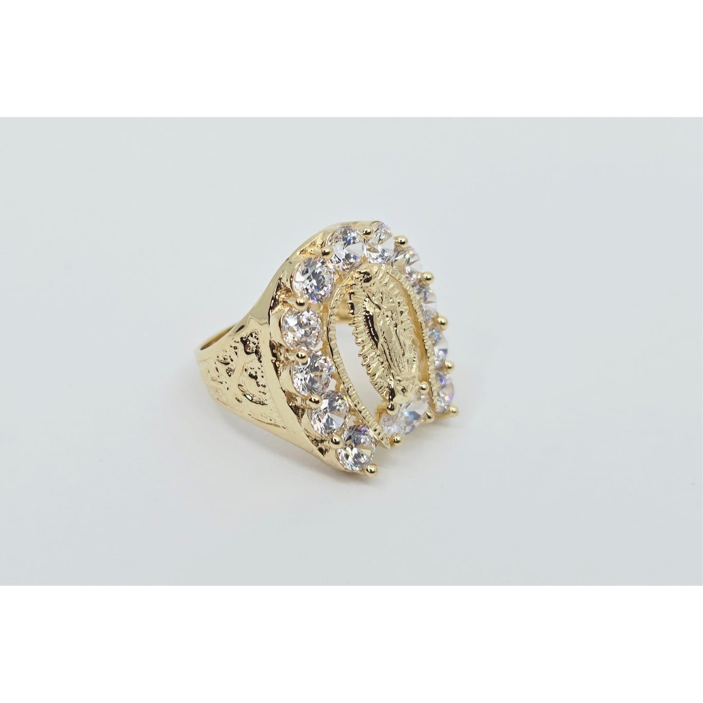 14K Yellow Gold Saint Mary Guadalupe CZ Ring