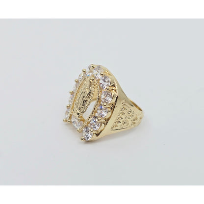 14K Yellow Gold Saint Mary Guadalupe CZ Ring
