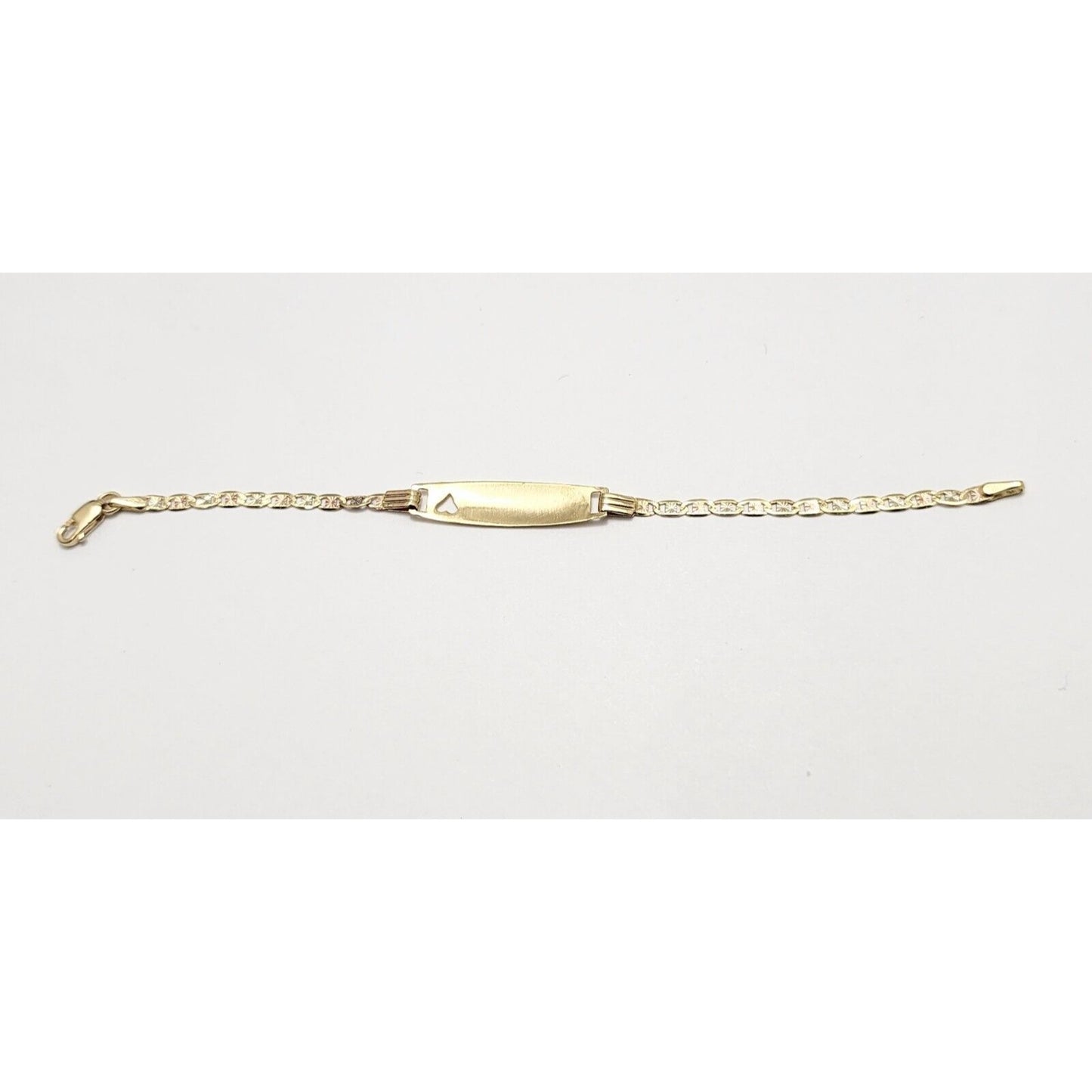 14K Tri Tone Gold Baby Link ID Heart Bracelet