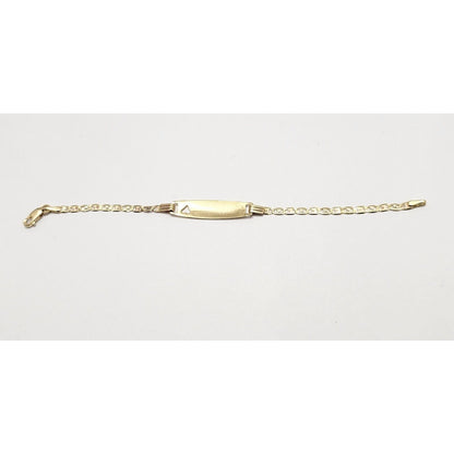 14K Tri Tone Gold Baby Link ID Heart Bracelet