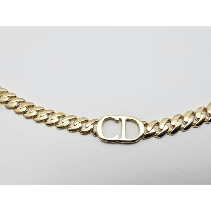 14K Yellow Gold Initial "CD" Choker Cuban Link Chain Necklace Italy