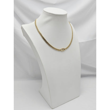 14K Yellow Gold Initial "CD" Choker Cuban Link Chain Necklace Italy