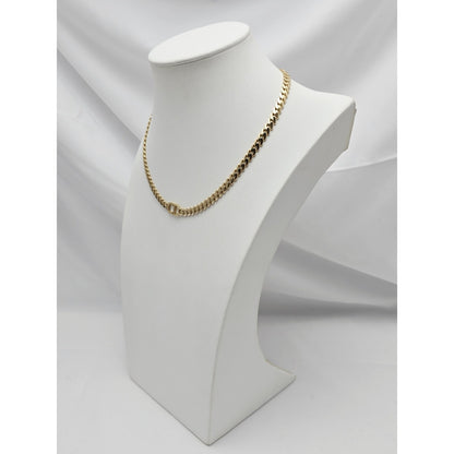 14K Yellow Gold Initial "CD" Choker Cuban Link Chain Necklace Italy