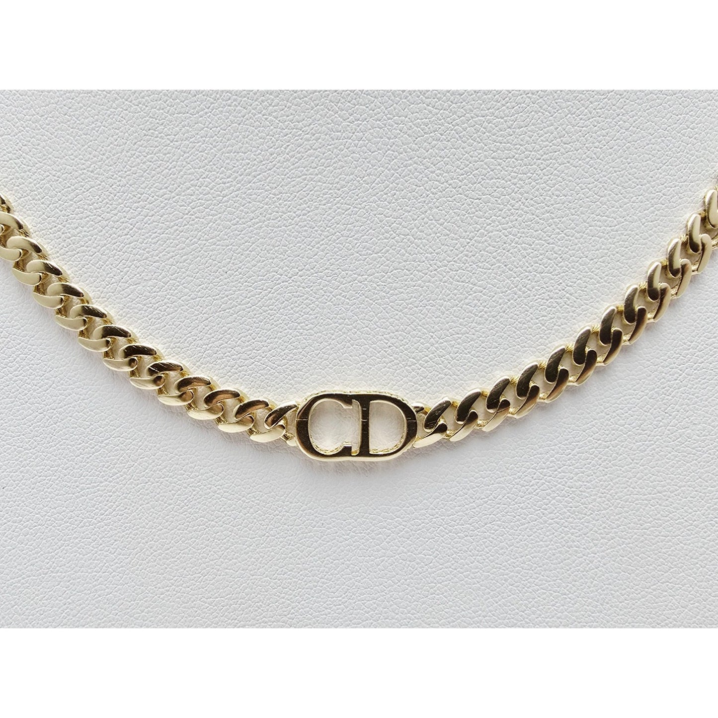14K Yellow Gold Initial "CD" Choker Cuban Link Chain Necklace Italy