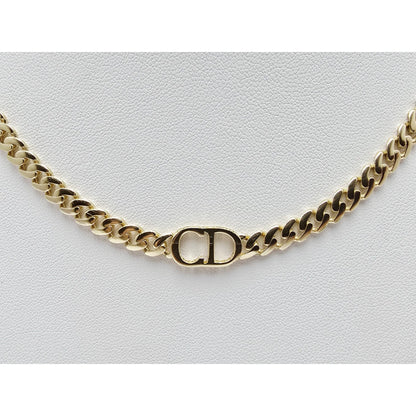 14K Yellow Gold Initial "CD" Choker Cuban Link Chain Necklace Italy