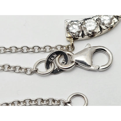 14K White Gold Cable Link Chain Necklace & Diamond Horseshoe Charm Pendant
