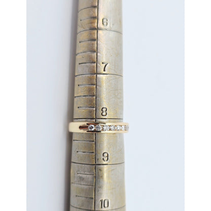 14K Yellow Gold Single Row Diamond Wedding Band Ring