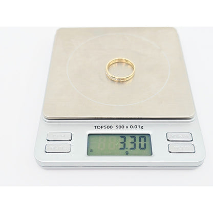 14K Yellow Gold Single Row Diamond Wedding Band Ring