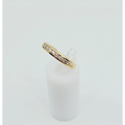 14K Yellow Gold Single Row Diamond Wedding Band Ring