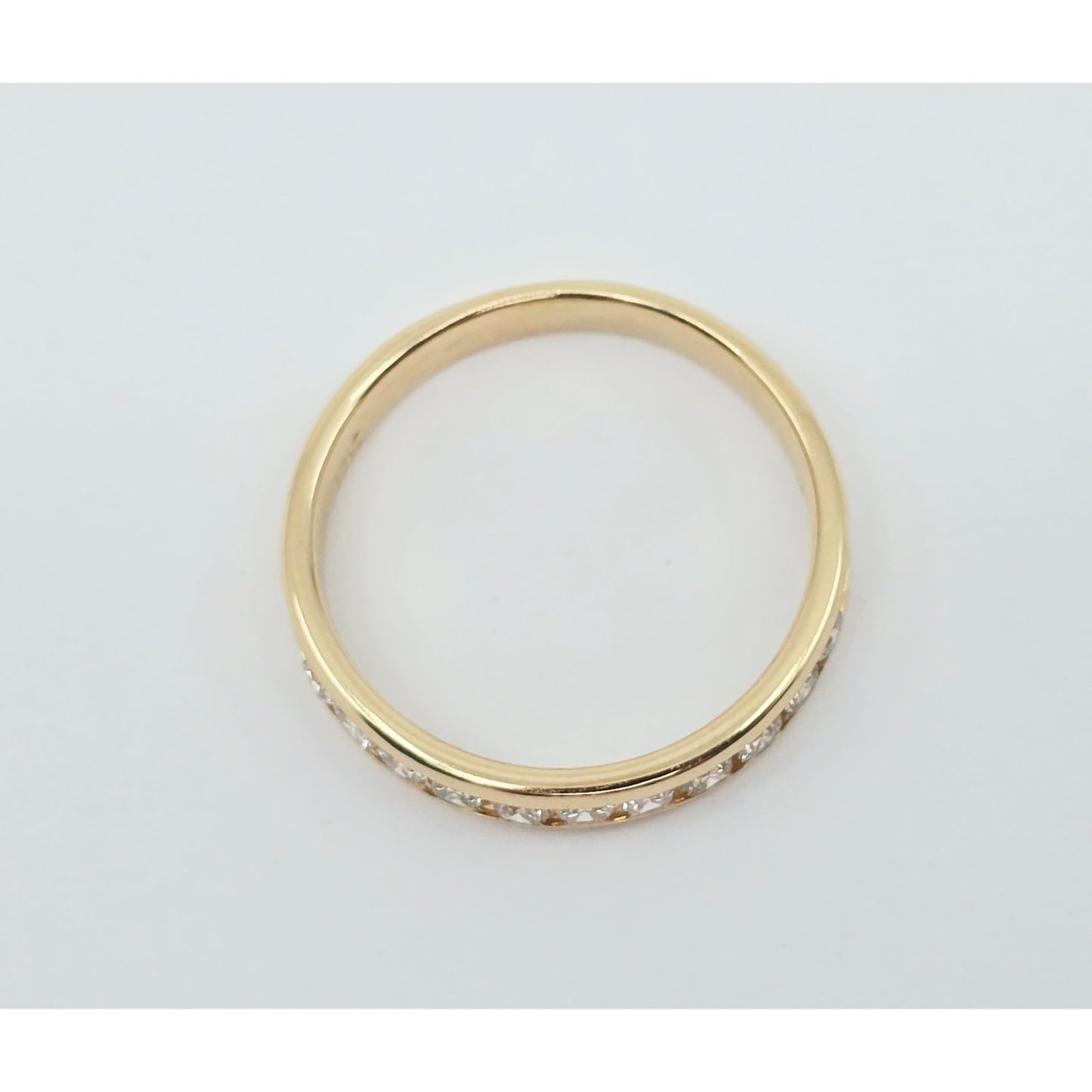 14K Yellow Gold Single Row Diamond Wedding Band Ring