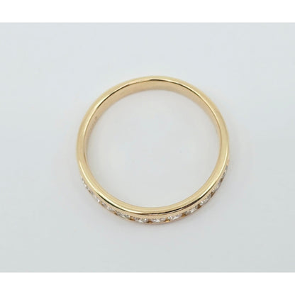 14K Yellow Gold Single Row Diamond Wedding Band Ring