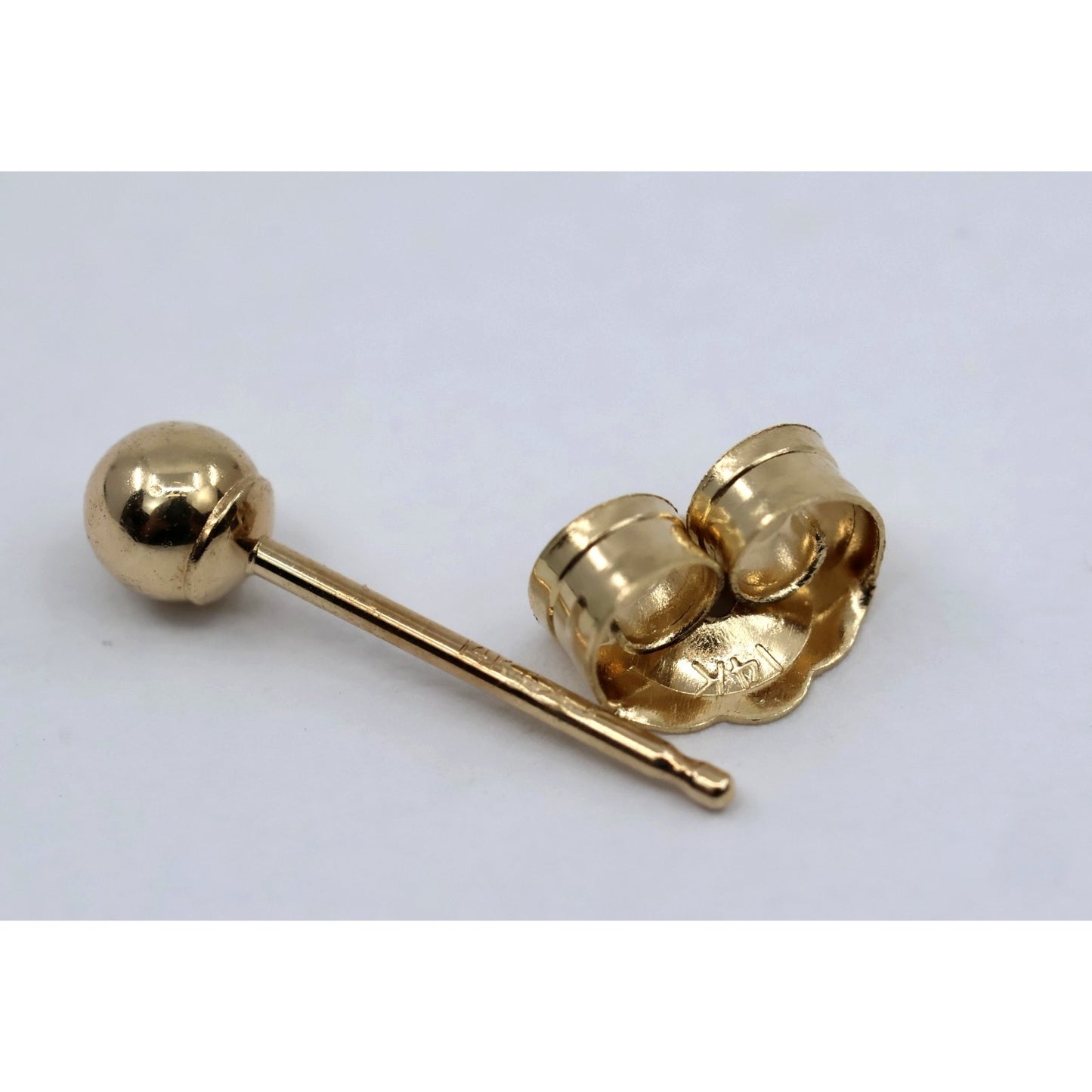 Single Tiny 14K Yellow Gold Bead Ball Baby Stud Earring