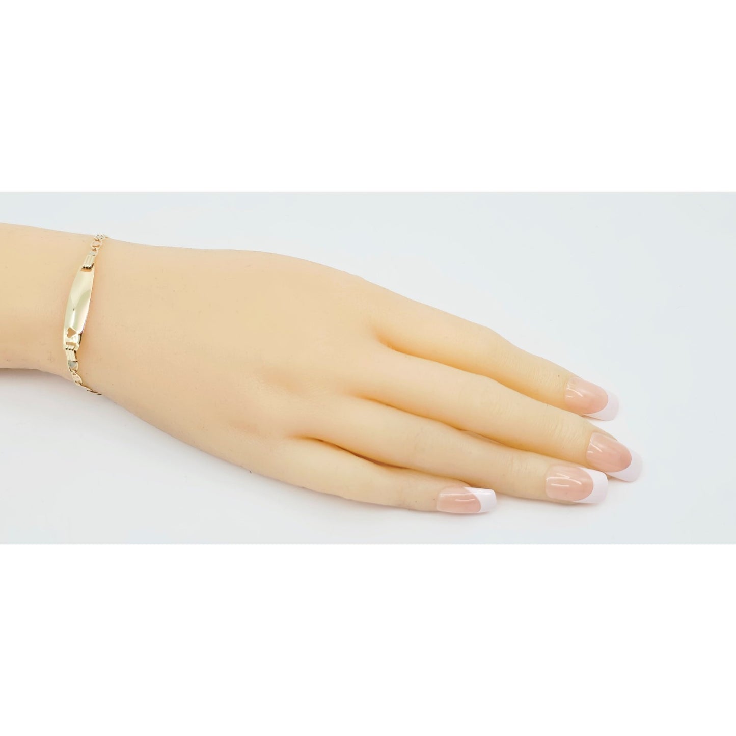 14K Tri Tone Gold Link ID Heart Bracelet
