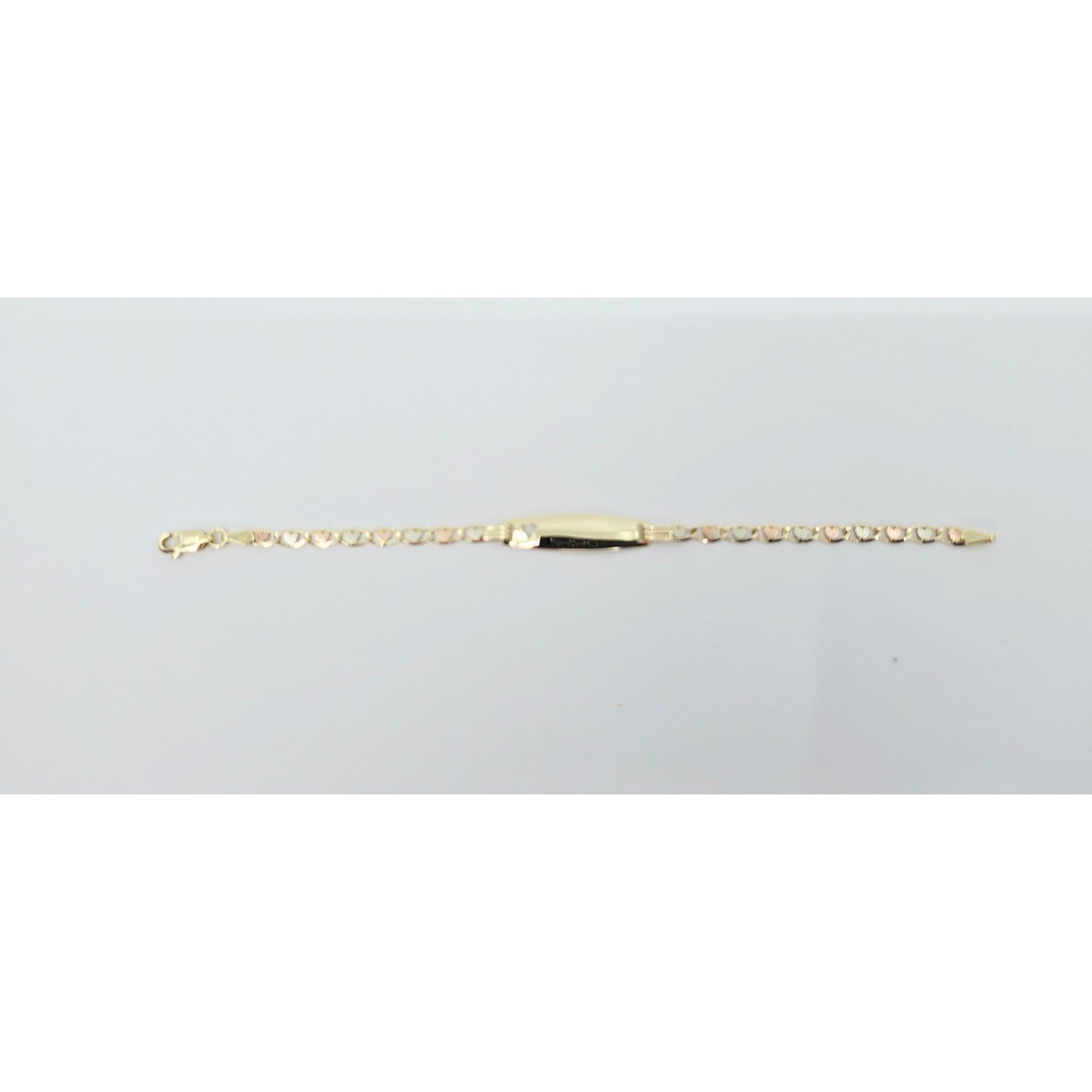 14K Tri Tone Gold Link ID Heart Bracelet