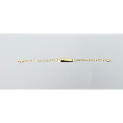 14K Tri Tone Gold Link ID Heart Bracelet
