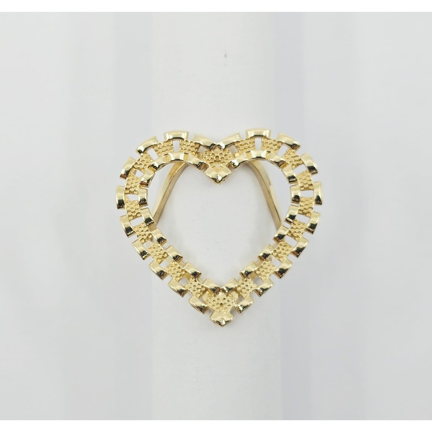 10K Yellow Gold Rolex Style Heart Ring