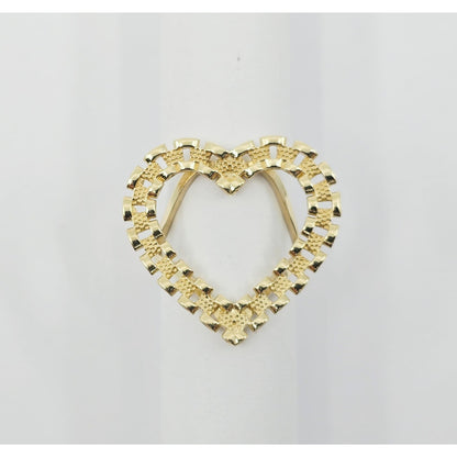 10K Yellow Gold Rolex Style Heart Ring