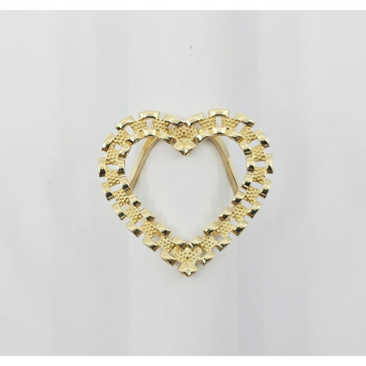 10K Yellow Gold Rolex Style Heart Ring