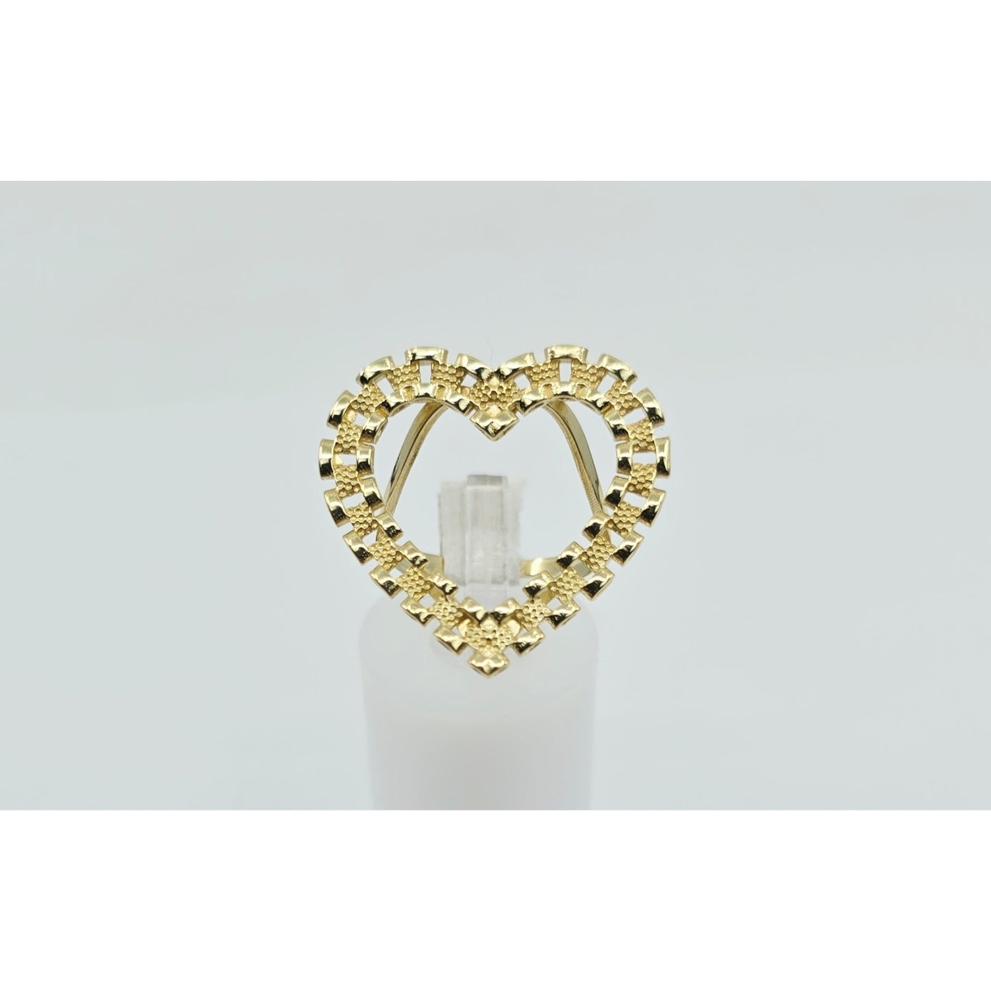 10K Yellow Gold Rolex Style Heart Ring