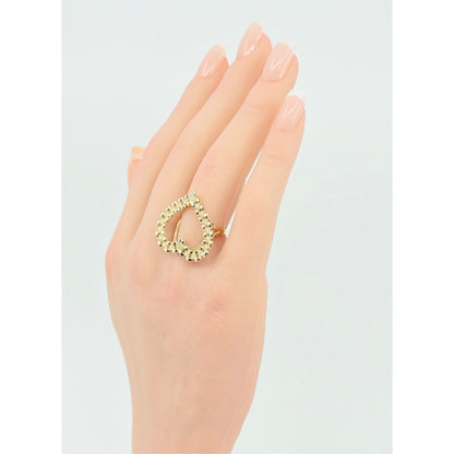 10K Yellow Gold Rolex Style Heart Ring