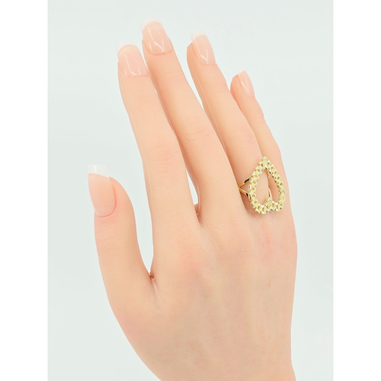 10K Yellow Gold Rolex Style Heart Ring