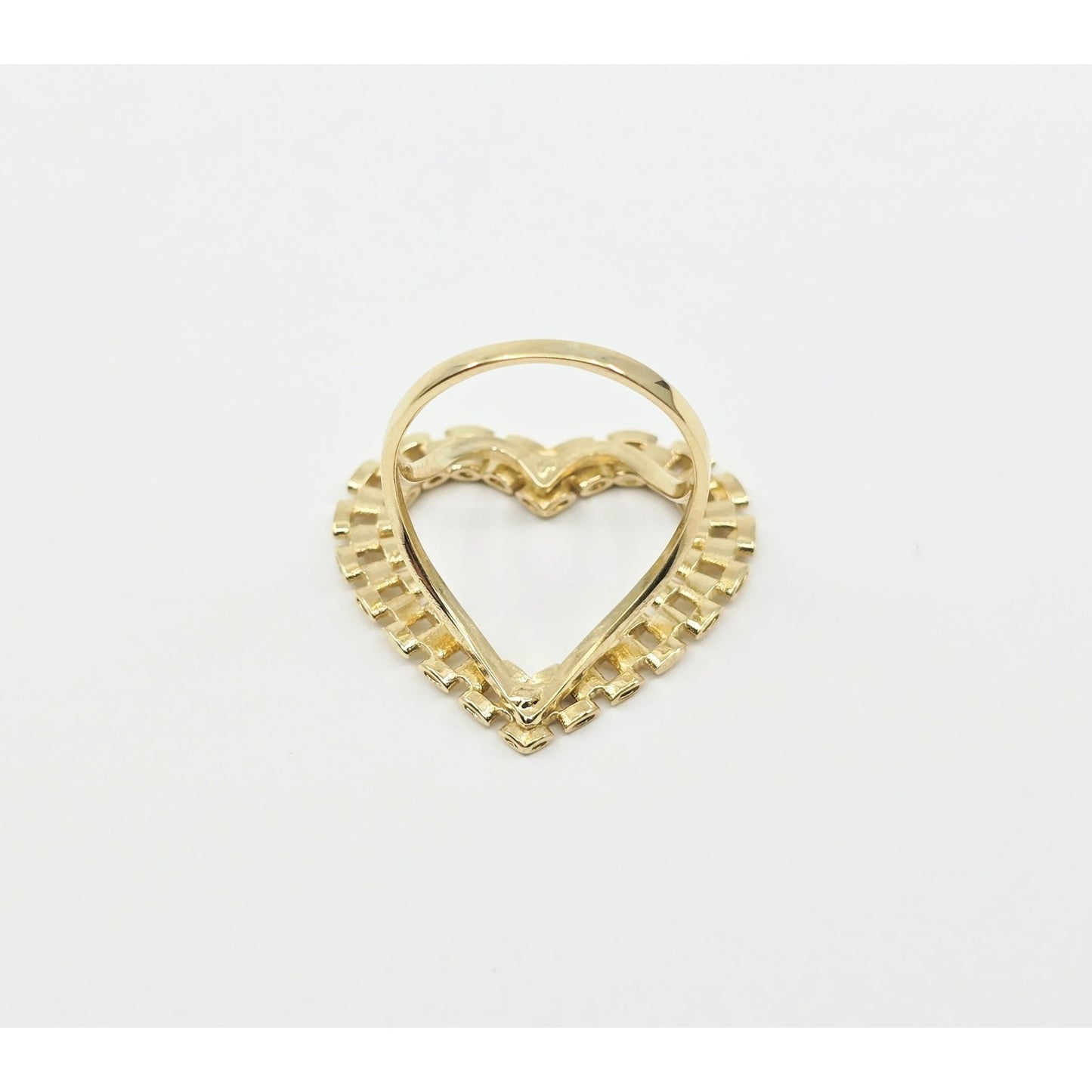 10K Yellow Gold Rolex Style Heart Ring