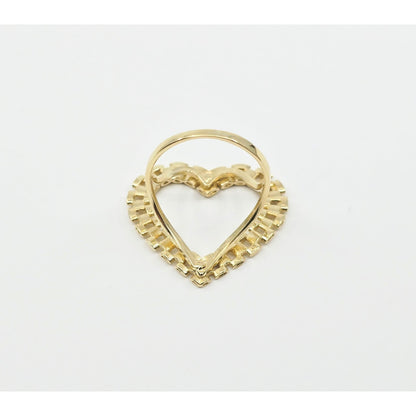 10K Yellow Gold Rolex Style Heart Ring