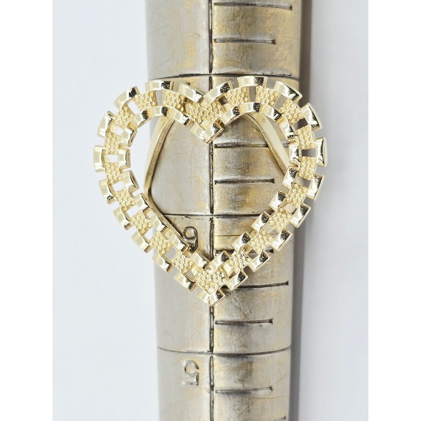 10K Yellow Gold Rolex Style Heart Ring