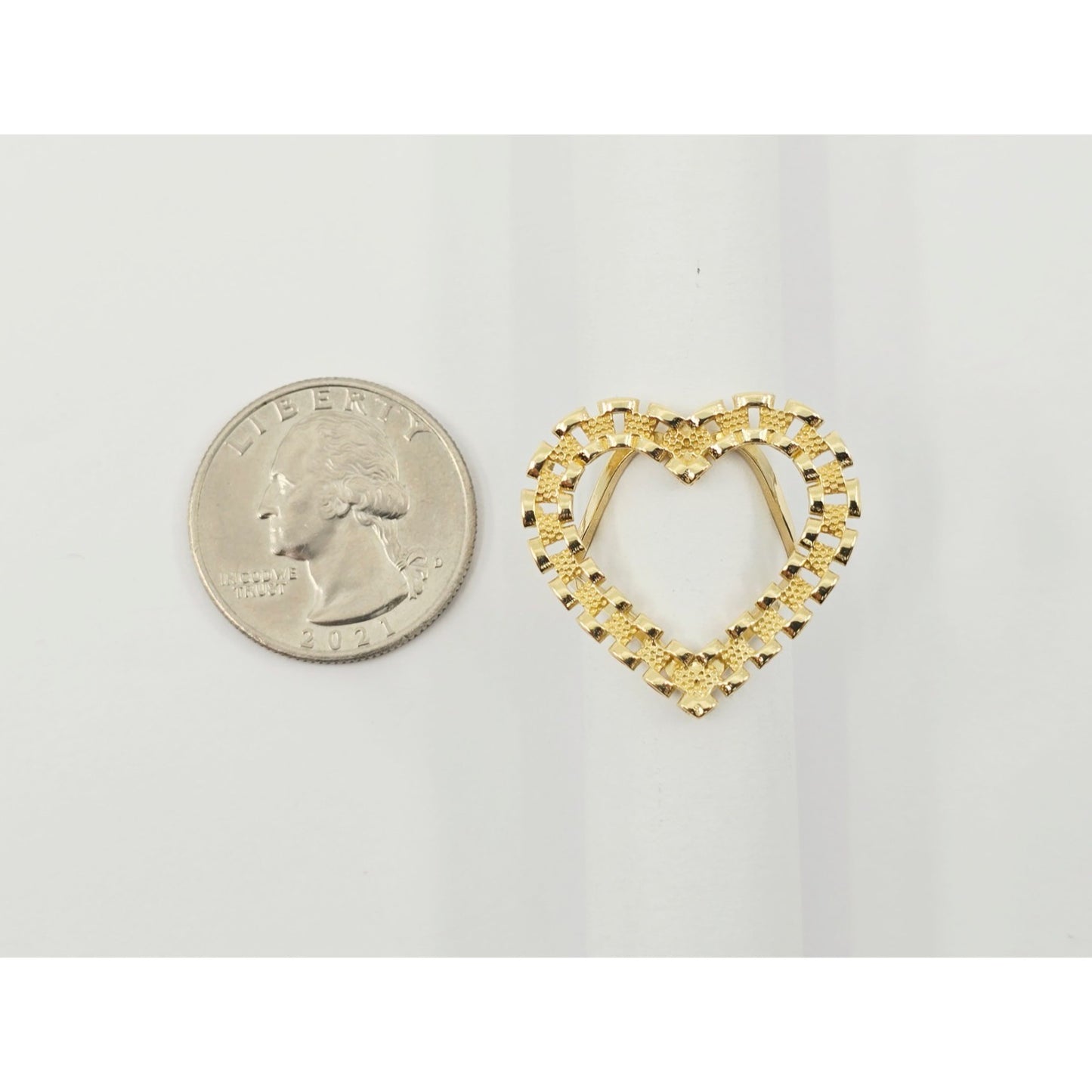 10K Yellow Gold Rolex Style Heart Ring