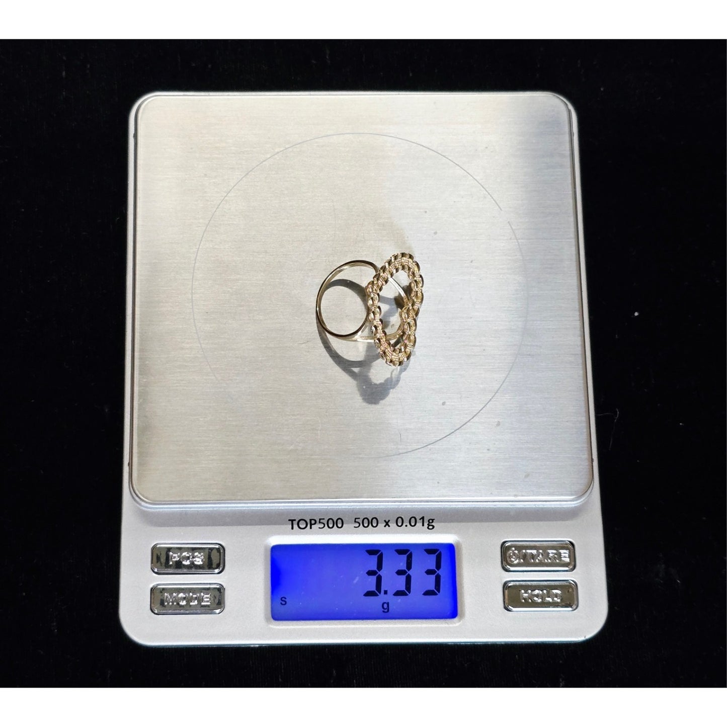 10K Yellow Gold Rolex Style Heart Ring