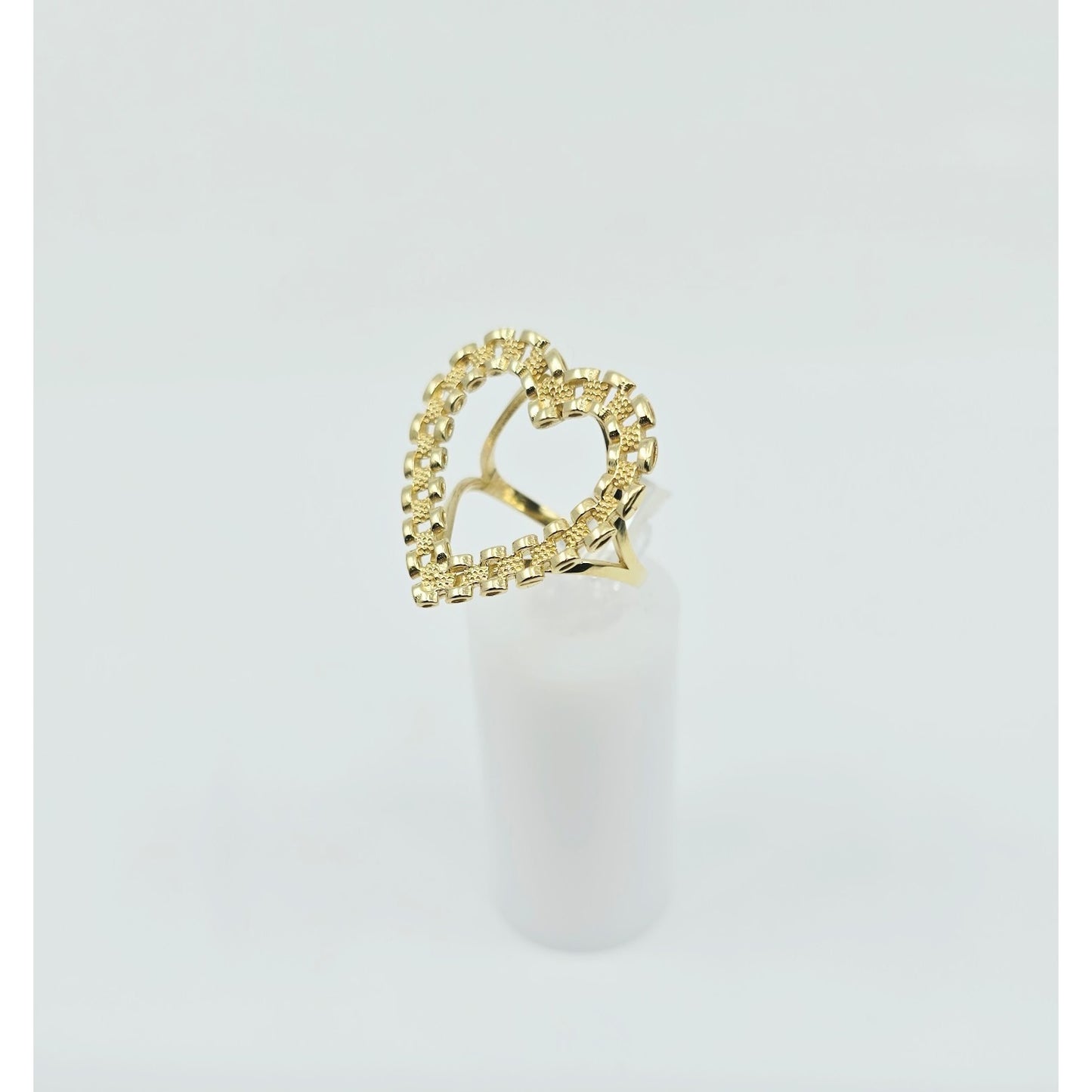 10K Yellow Gold Rolex Style Heart Ring