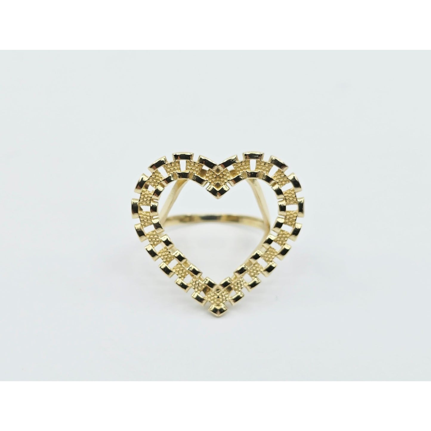 10K Yellow Gold Rolex Style Heart Ring