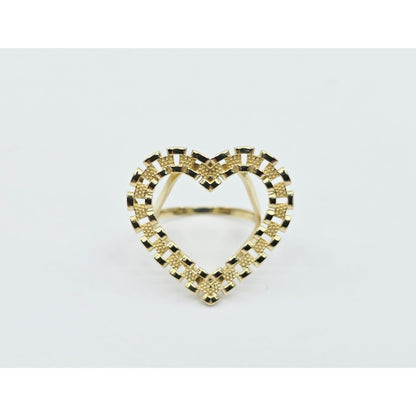 10K Yellow Gold Rolex Style Heart Ring