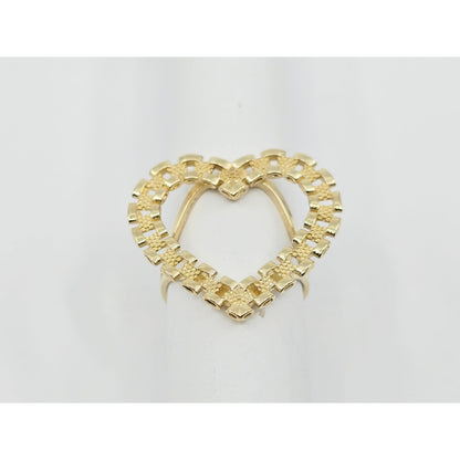 10K Yellow Gold Rolex Style Heart Ring