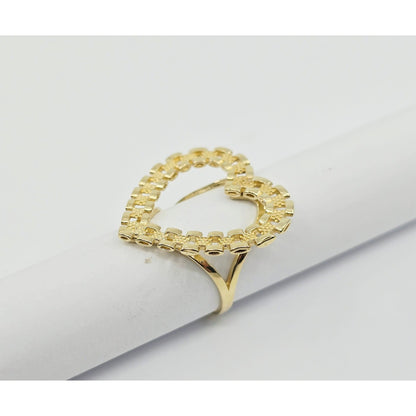 10K Yellow Gold Rolex Style Heart Ring