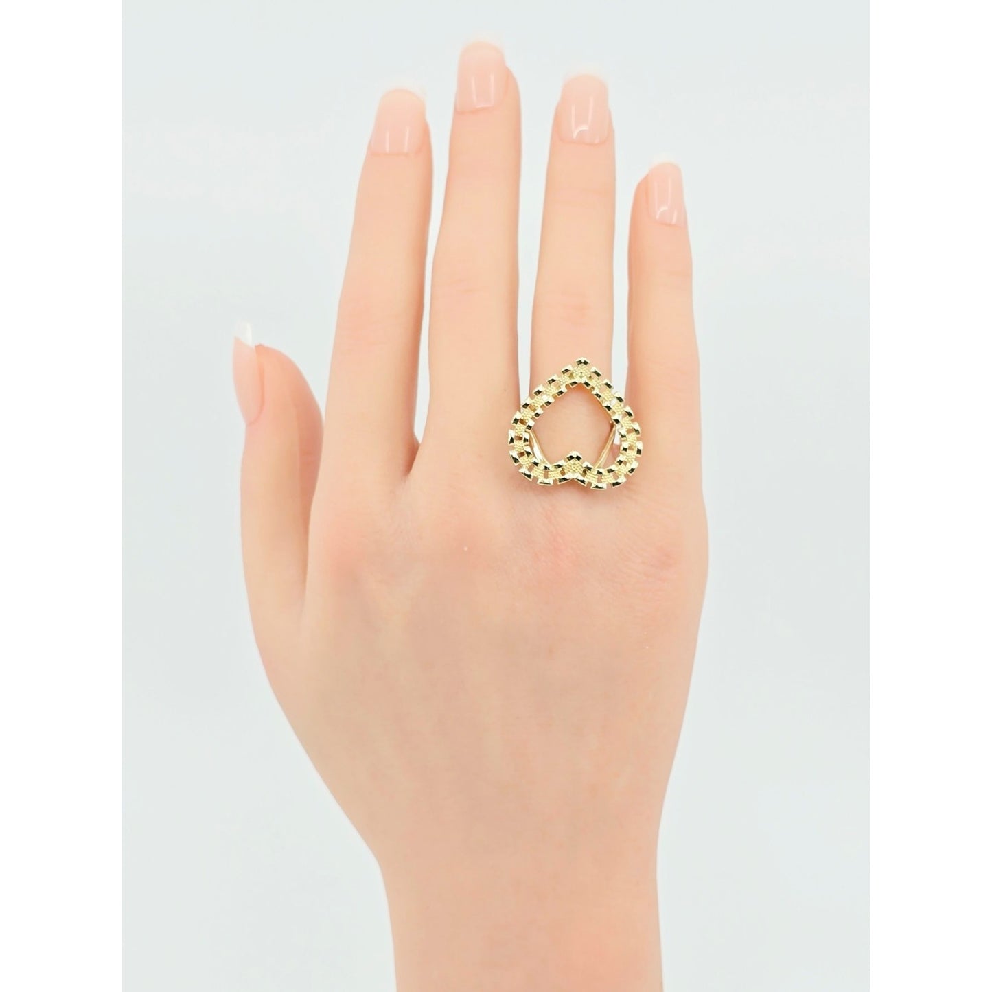 10K Yellow Gold Rolex Style Heart Ring