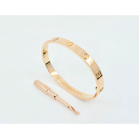 Cartier 18k Rose Gold Love Bracelet Size 17 Classic Model with Pouch & Screwdriver