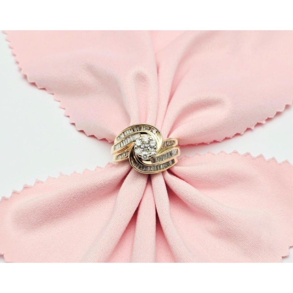 10K Two Tone Gold Baguette & Round Diamond Ring