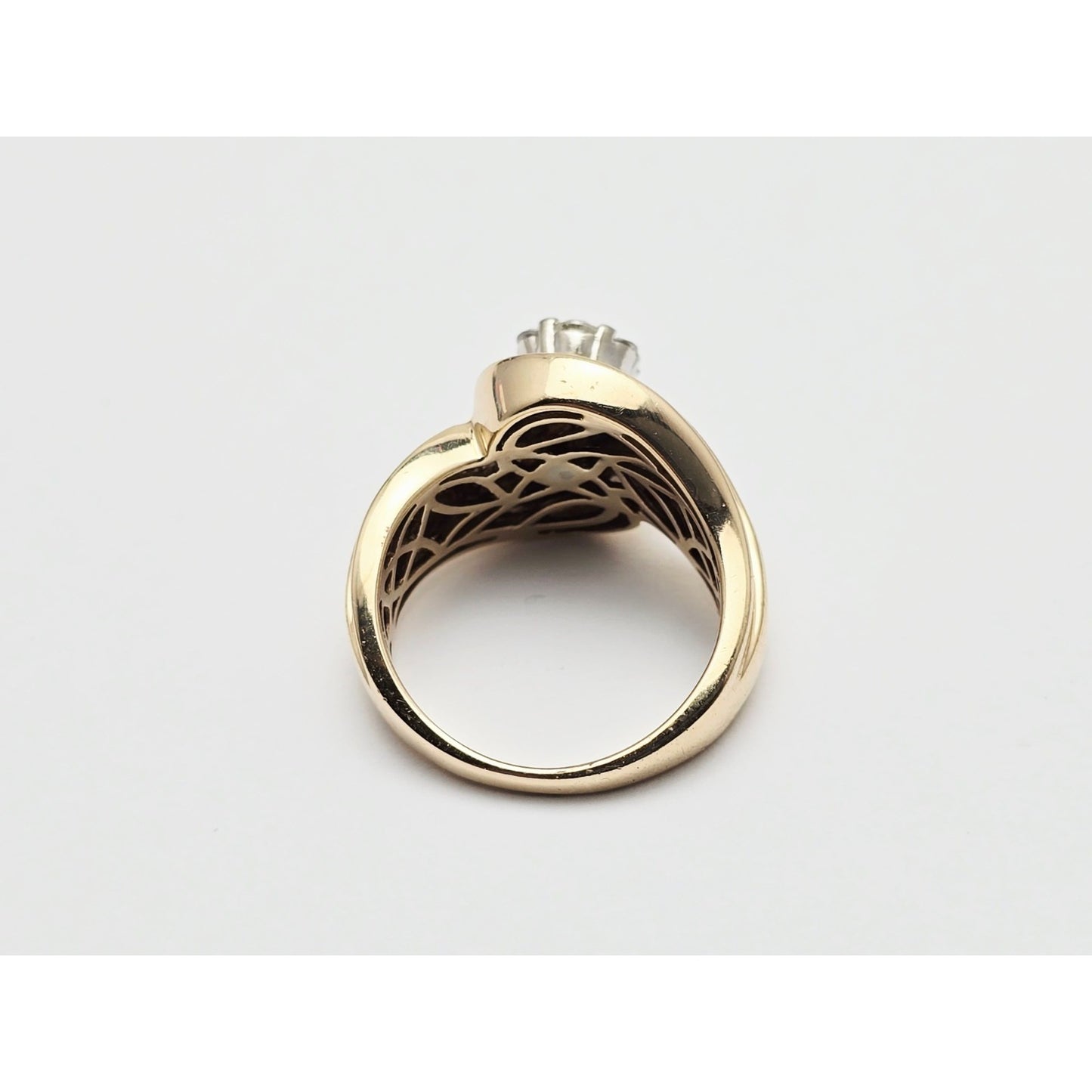 10K Two Tone Gold Baguette & Round Diamond Ring