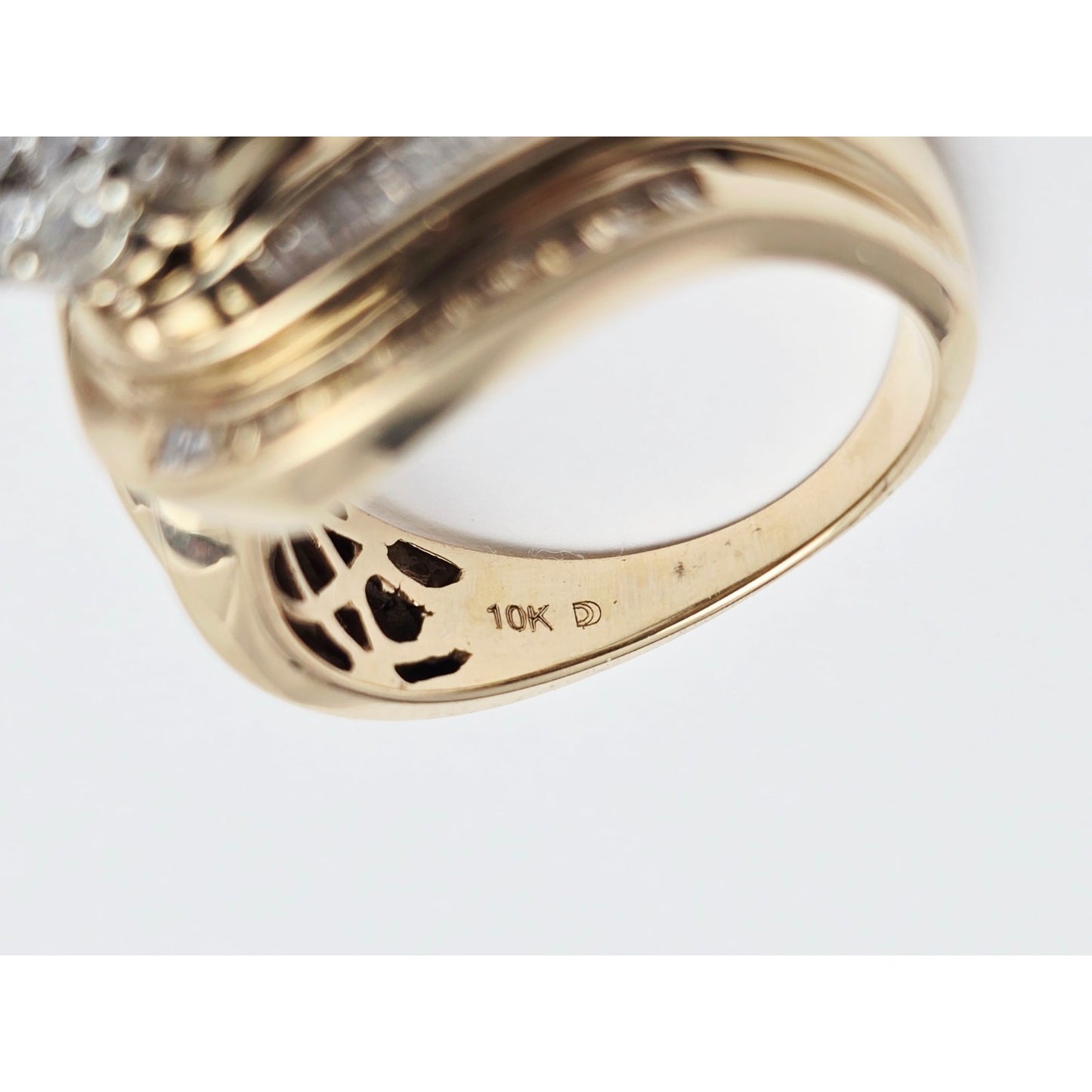 10K Two Tone Gold Baguette & Round Diamond Ring