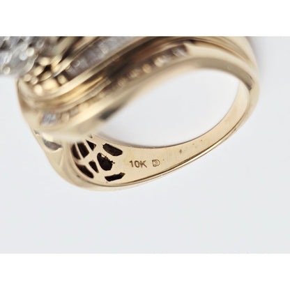10K Two Tone Gold Baguette & Round Diamond Ring
