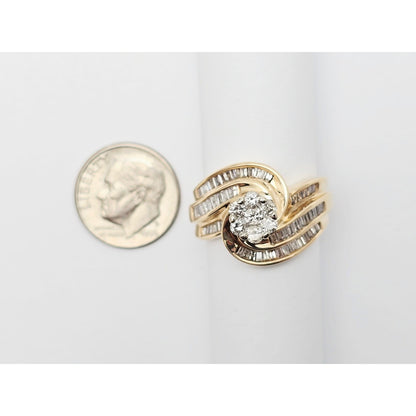 10K Two Tone Gold Baguette & Round Diamond Ring