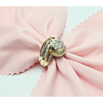 10K Two Tone Gold Baguette & Round Diamond Ring